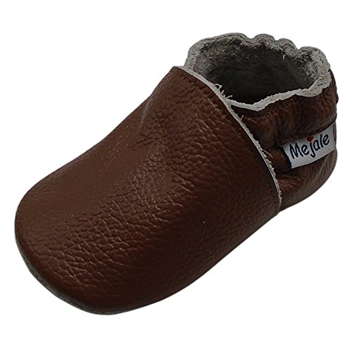 Mejale Weiche Leder Schlüpfen Lauflernschuhe Krabbelschuhe Babyschuhe Mokassin (25/26 EU, Braun, numeric_25) von Mejale