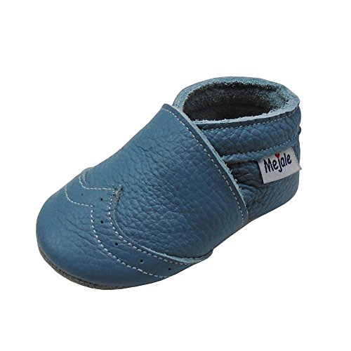 Mejale Weiche Sohle Leder Babyschuhe Lauflernschuhe Krabbelschuhe Kleinkind Kinderschuhe Hausschuhe(hellblau,0-6 Monate,S) von Mejale