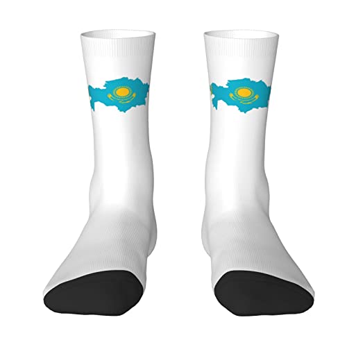 Melbrakin Crew-Socken mit Flagge von Kasachstan und Karte für den Sommer, feuchtigkeitsableitende Sportsocken für Herren und Damen von Melbrakin