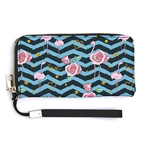 Melbrakin Damen-Handgelenk-Geldbörse mit Flamingo-Glitzer-Vogel und Blatt-Rose, großes Fassungsvermögen, Geldbörsen für Damen, Lange Clutch-Taschen, Bedruckte PU-Handtasche mit Reißverschluss Melbrakin Damen-Handgelenk-Geldbörse mit Flamingo-Glitzer-Vogel und Blatt-Rose, großes Fassungsvermögen, Geldbörsen für Damen, Lange Clutch-Taschen, Bedruckte PU-Handtasche mit Reißverschluss von Melbrakin