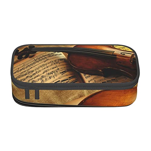 Melbrakin Großes Federmäppchen mit Geige und Buch, Make-up-Tasche, mehrschichtig, niedlicher Aufdruck für Damen und Herren Melbrakin Großes Federmäppchen mit Geige und Buch, Make-up-Tasche, mehrschichtig, niedlicher Aufdruck für Damen und Herren von Melbrakin