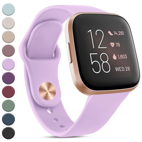 Meliya Silikonbänder, kompatibel mit Fitbit Versa 2 Bändern, für Damen und Herren, klassisch, verstellbar, Sport-Ersatzarmbänder für Fitbit Versa 2 / Fitbit Versa / Versa Lite / Versa SE (Hellviolett) von Meliya