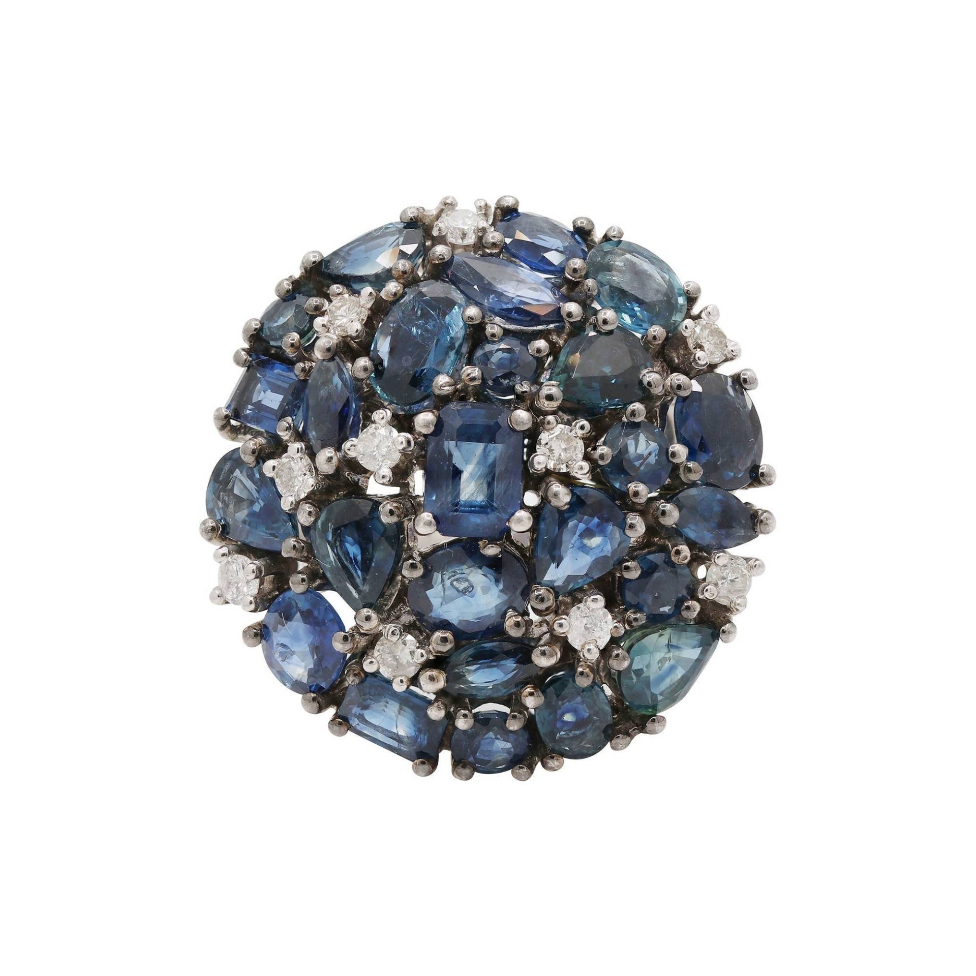 Feine Qualität Blau Saphir Silber Ring | Blauer Und Diamant 925 Sterling Verlobungsring Geburtstags-Geschenke von Memoriajewels