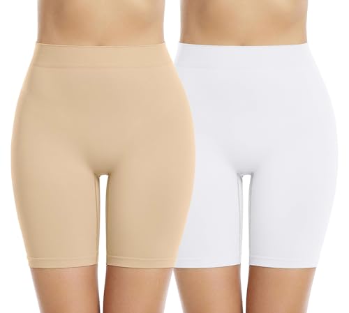 Memoryee 2 Pack Radlerhose Damen Boxershorts Unter Kleid Rock Anti Scheuern Unterhosen Kurze Leggings Panties für Unterwäsche und Yoga/Beige/White-2Pack/S Memoryee 2 Pack Radlerhose Damen Boxershorts Unter Kleid Rock Anti Scheuern Unterhosen Kurze Leggings Panties für Unterwäsche und Yoga/Beige/White-2Pack/S von Memoryee
