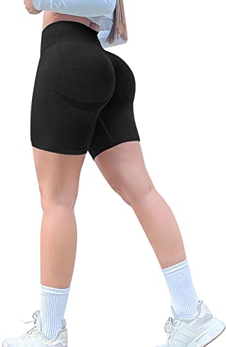 Memoryee Kurze Leggings Damen Push Up Booty Sport Nahtlose Shorts Hintern Heben Hohe Taille Bauchkontrolle Yogahose/A-Dark Grey/XS von Memoryee
