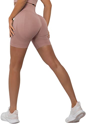 Memoryee Kurze Leggings Damen Push Up Booty Sport Nahtlose Shorts Hintern Heben Hohe Taille Bauchkontrolle Yogahose/B-Upgraded Pink/M von Memoryee