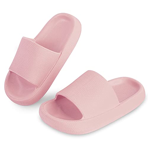 Jungen Mädchen Badelatschen Pantoletten Sommer Hausschuhe Dusch-& Badeschuhe Rutschfeste Flache Strand Sandalen Schuhe Rosa 28/29 EU von Menore