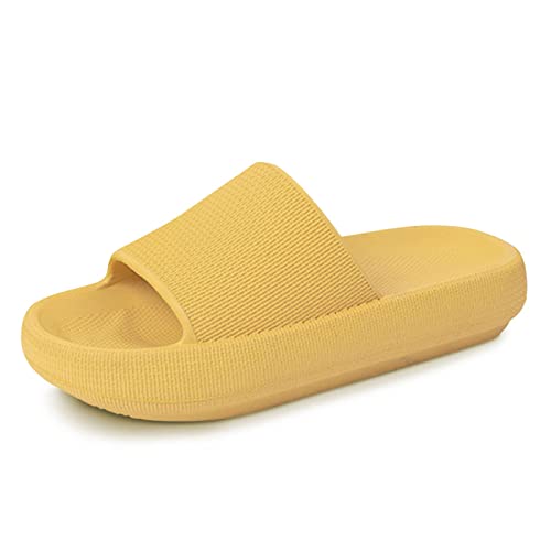 Menore Herren Damen Badeschuhe Badeschlappen Slippers Sommer Cloudyzz Schlappen Hausschuhe Home Slippers Rutschfeste Pantoletten Badelatschen Strand Sandale Indoor & Outdoor Gelb 42/43 EU von Menore