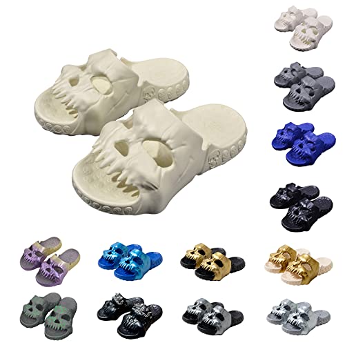 Menore Lustige Totenkopf Schlappen Schädel Hausschuhe Damen Herren EVA Sandalen mit dicken Sohlen Cloud Skull Slippers Slides Indoor Outdoor Sommer Badezimmer Pool Strand von Menore