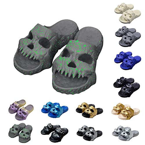 Menore Neue Verlaufsfarbe Leuchtende Lustige Totenkopf Schlappen Schädel Hausschuhe Damen Herren EVA Sandalen mit dicken Sohlen Cloud Skull Slippers Slides Indoor Outdoor Sommer Badezimmer Pool Strand von Menore