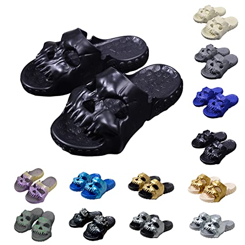 Menore Totenkopf Hausschuhe Schädel Schlappen Damen Herren Eva Sandalen mit dicken Sohlen Indoor Outdoor Sommer Badezimmer Pool Strand von Menore