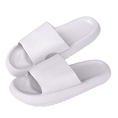 Menore Herren Damen Badeschuhe Badeschlappen Slippers Sommer Cloudyzz Schlappen Hausschuhe Home Slippers rutschfeste Pantoletten Badelatschen Strand Sandale Indoor & Outdoor Weiß 35/36 EU von Menore