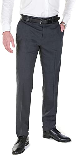 NGB Herren Anzughose Hose mit Bügelfalte - Regular Fit untersetzte Größe - Grau 30 von NGB