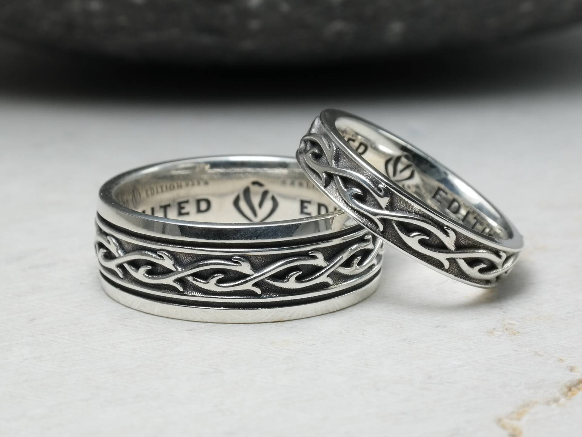 Dornen Bandring, Männer Frauen Hochzeitsringe, Sterling Silber 925, Muster Tattoo, Paar Schmuck Ringe, Geschenk Sie & Ihn, Bague De Mariage von MeriFineJewelry