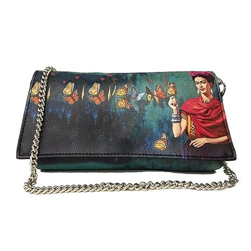 Merinda Clutch Frida, Frida Tasche mit Schmetterlingen, Clutch Kunst, Tasche, mehrfarbig, 26x14x4 von Merinda