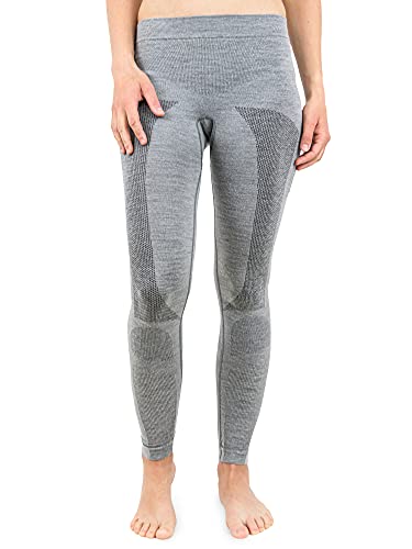 Merino & More Merino Unterhose Damen - Funktionsunterwäsche Merinowolle - Premium Funktions Skiunterhose lang - hellgrau Gr. M von Merino & More