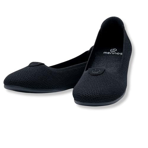 Merinos Damenschuhe Ballerinas aus Merinowolle geschlossen atmungsaktive Schuhe für Frauen antibakteriell Schwarz Größe 41 von Merinos