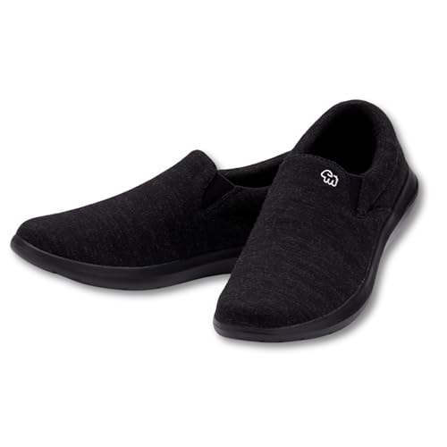 Merinos Damenschuhe Sneaker Slip-On Sportschuhe aus Merinowolle Freizeitschuhe elegant und bequem Wolle Schwarz Damen Größe 36 Slipper von Merinos