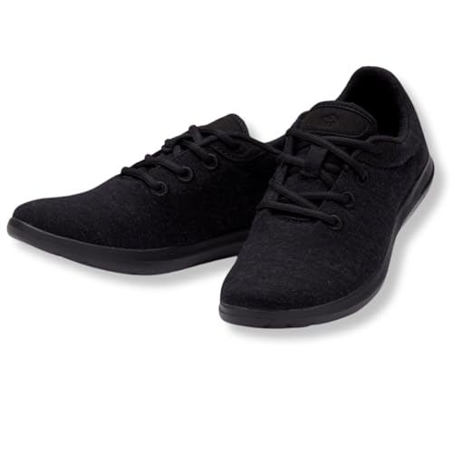 Merinos Herrenschuhe Sneaker Lace Up Bequeme Sportschuhe aus Merinowolle Freizeitschuhe für Herren Schwarz Größe 43 von Merinos