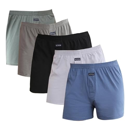 Merking Herren Boxershorts Unterhosen Männer Baumwolle Unterwäsche 100% Gewebte Shorts 3/4/5er Pack SJDK2201M-5Pack02-M von Merking