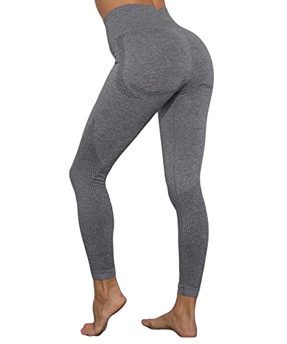 Merlvida Scrunch Butt Sport Leggings Damen High Waist Seamless Push Up Leggings Blickdicht Boom Booty Leggings Sporthose mit Bauchkontrolle Slim Sportleggins Gym Leggins Hose C02 - Grau Size S von Merlvida