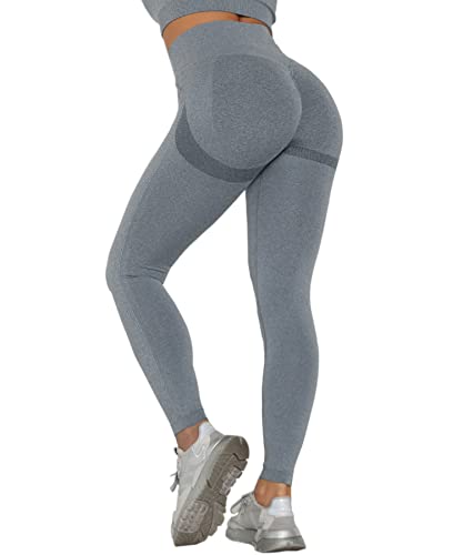 Merlvida Scrunch Butt Sport Leggings Damen High Waist Seamless Push Up Leggings Blickdicht Boom Booty Leggings Sporthose mit Bauchkontrolle Slim Sportleggins Gym Leggins Hose A03 - Blau Size S von Merlvida