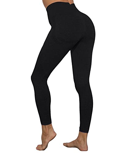 Merlvida Scrunch Butt Sport Leggings Damen High Waist Seamless Push Up Leggings Blickdicht Boom Booty Leggings Sporthose mit Bauchkontrolle Slim Sportleggins Gym Leggins Hose C01 - Schwarz Size M von Merlvida