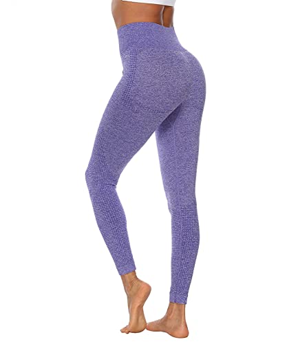 Merlvida Scrunch Butt Sport Leggings Damen High Waist Seamless Push Up Leggings Blickdicht Boom Booty Leggings Sporthose mit Bauchkontrolle Slim Sportleggins Gym Leggins Hose C05 - Violett Size M von Merlvida