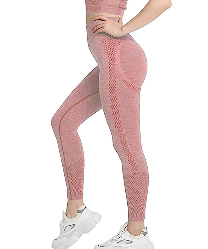 Merlvida Scrunch Butt Sport Leggings Damen High Waist Seamless Push Up Leggings Blickdicht Boom Booty Leggings Sporthose mit Bauchkontrolle Slim Sportleggins Gym Leggins Hose B06 - Rosa Size S von Merlvida