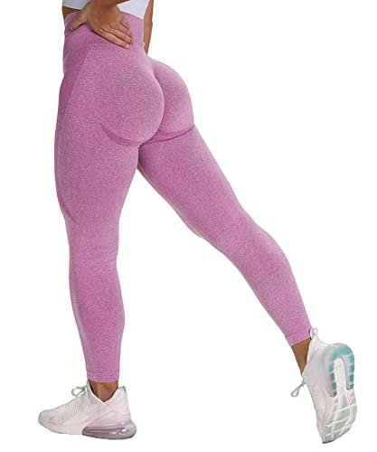 Merlvida Scrunch Butt Sport Leggings Damen High Waist Seamless Push Up Leggings Blickdicht Boom Booty Leggings Sporthose mit Bauchkontrolle Slim Sportleggins Gym Leggins Hose D03 - Rosa Size S von Merlvida