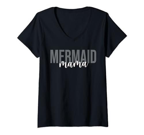 Damen Meerjungfrau Mama Meerjungfrau Mama T-Shirt mit V-Ausschnitt von Mermaid Mama Mermaid Mom Gifts
