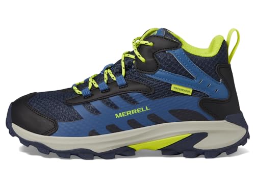 Merrell Moab Speed 2 Mid Wanderstiefel für Kinder, unisex, wasserdicht, Marineblau/hochsichtbar, 11 US Big Kid von Merrell