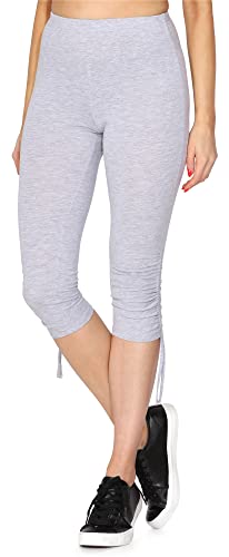 Merry Style Damen 3/4 Freizeithose mit Raffung Caprihose Sporthose aus Baumwolle MS10-380 (Melange, M) von Merry Style