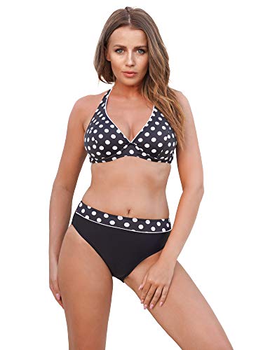 Merry Style Damen Bikini Set 74RN24 (Schwarz/Punkte, Cup 75 B/Unterteil 38) von Merry Style