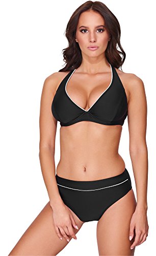 Merry Style Damen Bikini Set 74RN24 (Schwarz/Weiß, Cup 80 B/Unterteil 40) von Merry Style