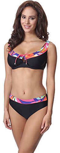 Merry Style Damen Bikini Set P62981MC (Schwarz/Blumen, Cup 75 G/Unterteil 38) von Merry Style