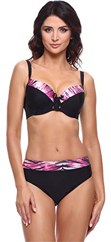 Merry Style Damen Bikini Set P63581 (Schwarz/Fuchsie, Cup 75 H/Unterteil 38) von Merry Style