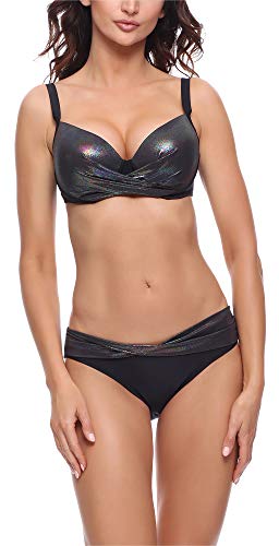 Merry Style Damen Bikini Set P65425EB (Glänzend Schwarz, Cup 90 B/Unterteil 44) von Merry Style