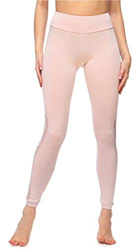 Merry Style Damen Lange Leggings mit Spitze MS10-310(Puderrosa,S) von Merry Style