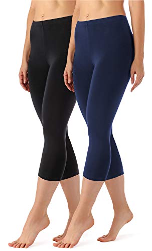 Merry Style Damen Leggings 3/4 aus Viskose 2 Pack MS10-144 (Schwarz/Navy, XS) von Merry Style