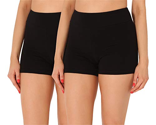 Merry Style Damen Shorts Radlerhose Unterhose Hotpants Kurze Hose Boxershorts aus Baumwolle 2Pack MS10-359(2Pack Schwarz/Schwarz,XL) von Merry Style