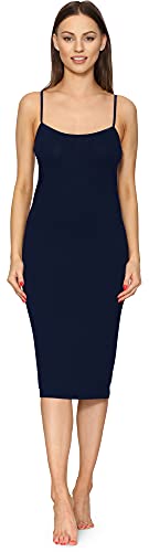 Merry Style Damen Unterkleid Knielänge Petticoat Midi Länge einstellbare Träger MS10-402 (Navy blau, 4XL) von Merry Style