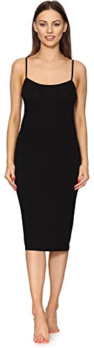 Merry Style Damen Unterkleid Knielänge Petticoat Midi Länge einstellbare Träger MS10-402 (Schwarz, M) von Merry Style