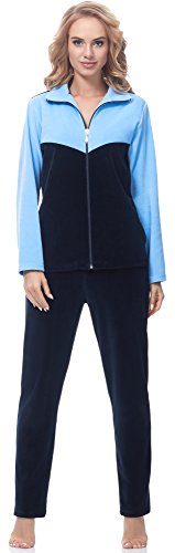 Merry Style Damen Velours Freizeitanzug Hausanzug MSMG001 (Dunkelblau (Kein Aufdruck)(1724), 4XL) von Merry Style