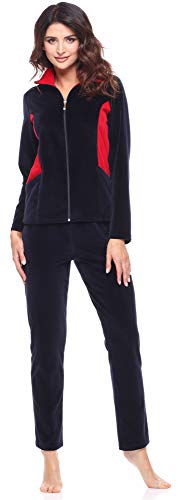 Merry Style Damen Velours Freizeitanzug Hausanzug MSMG001 (Marineblau/Rot(1726), 3XL) von Merry Style