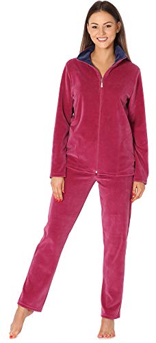 Merry Style Damen Velours Freizeitanzug Hausanzug MSMG001 (Rosa/Marineblau(1738), 4XL) von Merry Style