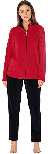 Merry Style Damen Velours Freizeitanzug Hausanzug MSMG001 (Rot/Marineblau/Marineblau(1741), 3XL) von Merry Style