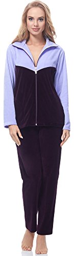 Merry Style Damen Velours Freizeitanzug Hausanzug MSMG001 (Violett (Kein Aufdruck)(1725), XL) von Merry Style