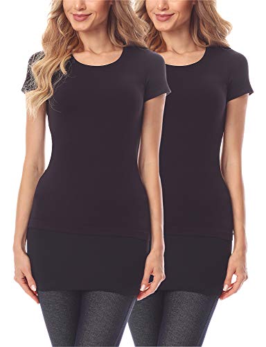 Merry Style Damen Verlängerungsgurt für Hemden T-Shirts Nierenwärmer Minirock MS10-202 2PACK (2Pack-Schwarz/Schwarz, XS) von Merry Style