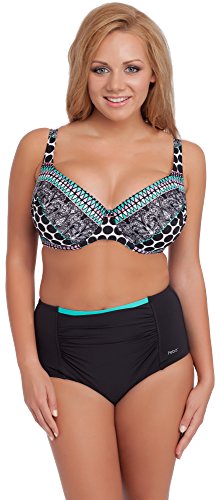 Merry Style Figurformender Damen Bikini EV3T1 (Schwarz/Türkis, Cup 85 C/Unterteil 42) von Merry Style